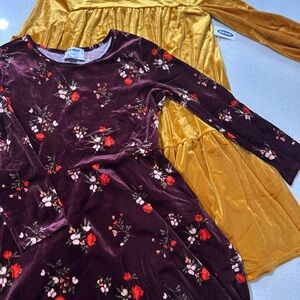 Old Navy Kids Burgundy Floral and Gold Dress Set